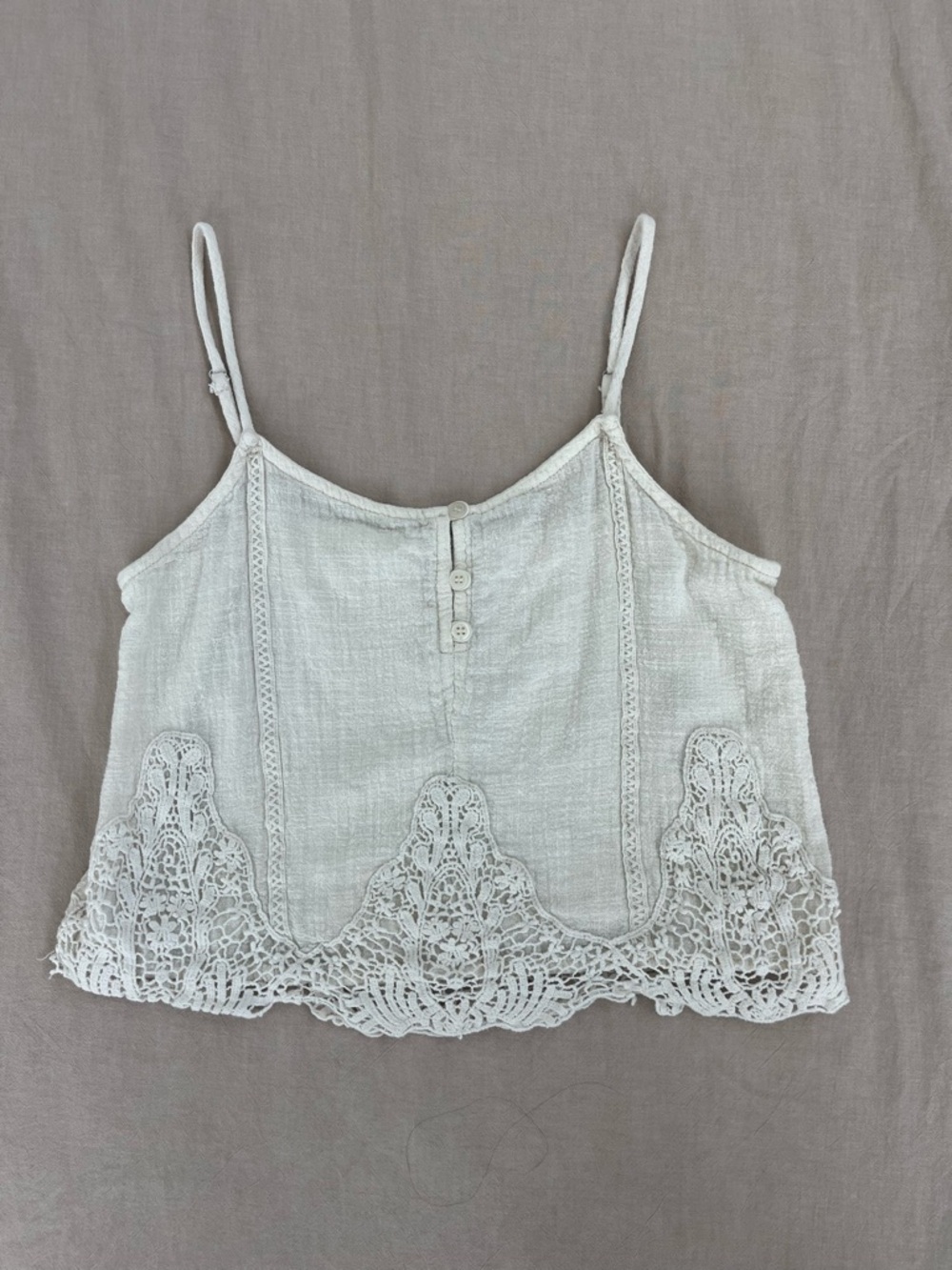 Women’s Lace-Trim White Cami Crop Tank Top